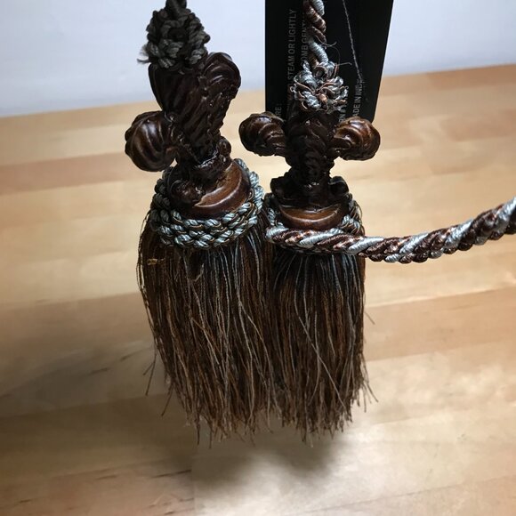 Vintage Vatican Homes Plum Taupe Curtain Braided Rope Tassel Drape Tieback - Picture 4 of 5